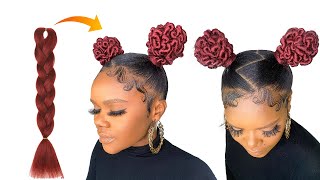 How To: Most Beautiful Zigzag Top Knot Bun Hairstyle Using Expression Braid Extension