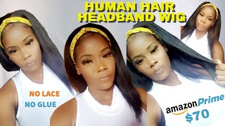 $70 Amazon Human Hair Headband Wig | I Tried A Human Hair Headband Wig From Amazon  Ft Beauart