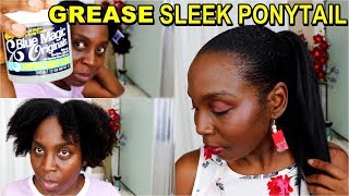 I Used Hair Grease For Sleek Ponytail With Extension | No Heat | Natural Hair | Discoveringnatural