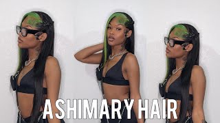 Green Skunk Stripe Frontal Wig Install Ft. Ashimary Hair