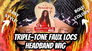 How To Diy Headband Wig: Triple Tone Faux Locs | Outre 18" 3X Mango Locs | Missuniquebeautii