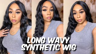 32 Inch Natural Black Synthetic Wig | Amazon Wigs | Lindsay Erin