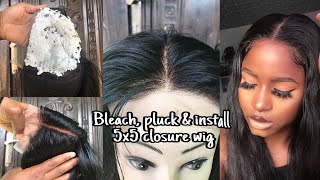 How To Customize Your Closure Lace|Bleach, Pluck & Install 5By5 Closure Lace|Yolova Hairs