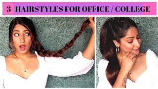 3 Quick Everyday Hairstyles For Work, Office,College/No Teasing, No Hairspray / Indian Hairstyles