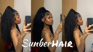 Sooo Natural! Affordable Kinky Straight Natural Wig Easy Install Ft. Sunber Hair