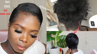 How To Style Relaxed Hair Without Gel, Slick Down Short Hair No Gel , No Foam Wrap