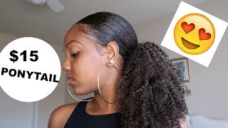How To: $15 Curly Drawstring Ponytail On Natural Hair