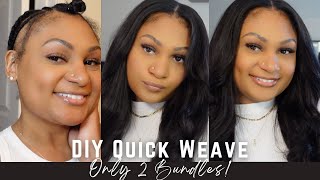 How To:Diy Natural Quick Weave On Fine Hair+Thin Edges|Easy Protective Style| Ft.Curlsqueen