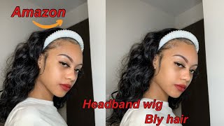 Trying Amazon Headband Wig,5 Minute Hairstyle