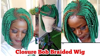 Short Box Braided Bob Wig.Closure Wig Install Wig Review.Start To Finish Wig Install Highlight