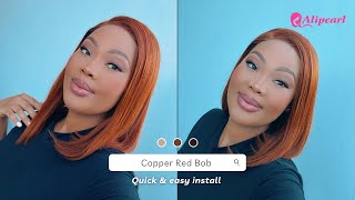 Hot Girl Summer  Quick & Easy Install Copper Red Bob Wig 5*5 Lace Closure Wig Ft Alipearl Hair