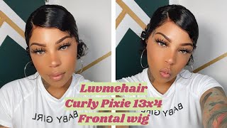 Slick Back Short Cut Cute Curl Compact 13X4 Frontal Lace Wig | Luvmehair