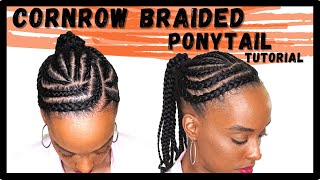 Cornrow Braided Ponytail Tutorial: Braided Ponytail On Natural Hair | Kia Rene