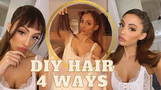 4 Easy Hairstyles Tutorial / Fake Bangs, Ariana Grande Ponytail