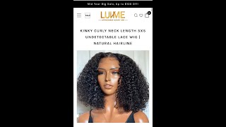 Kinky Curly Neck Length 5X5 Undetecable Lace Wig Installed |Luvme Hair