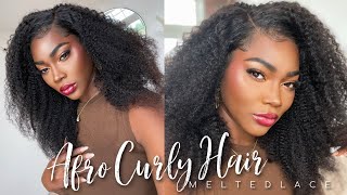 Installing An Afro Curly 22 Inch Lace Front Wig | Luvemehair