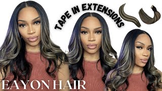 How To: Create Mix Highlights At Home Using Tape In Extensions Ft. Eayonhair