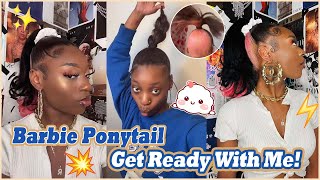 Diy Barbie Pony90S Inspired Ponytail W/ Flips |Ombre Pink Color Sleek On Natural Hair Ft.@Ulahair