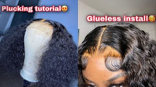 How To Slay A Glueless Install + Plucking Tutorial | Closure Wig Ft Tinashe Hair