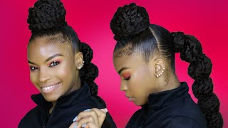 Marley Rubberband Ponytail Bun Style | Natural Hair Quick Styles