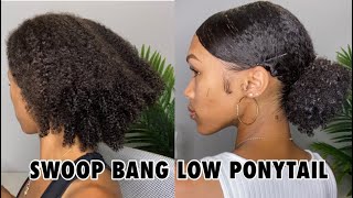 Swoop Bang Low Ponytail On Short/Medium Thick Curly Natural Hair