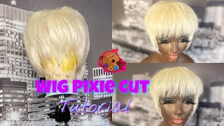 How To: Cut A Pixie With A Razor  Blonde Pixie Cut  Pixie Wig Tutorial