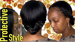 Fall 2022- Retain Length With This Protective Hairstyle For Relaxed Hair ! Braided Hairstyle