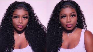The Best Quality Hair! You Need This Curly Headband Wig! No Lace,No Glue,No Work! | Hurela Hair