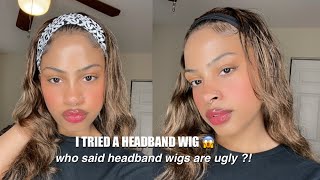 Lazy Girl Headband Wig Install | No Lace, No Glue !! 5 Min Wig Install