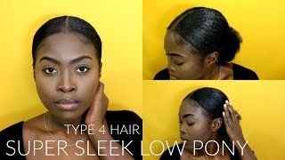Super Sleek Low Ponytail On Short-Medium Type 4 Natural Hair