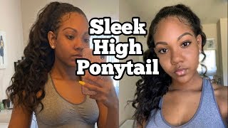 High Sleek Ponytail W/ A Drawstring Ponytail On Natural Hair