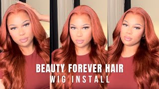 Copper Brown Body Wave Wig Install| Beginner Friendly | Ft Beautyforever Hair