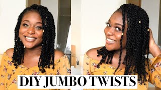 How To Make Short Jumbo Twists ||Rubberband Method || Kanekalon Braiding Hair|| Protective Hairstyle