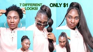 How To: Create 7 Different Ponytail Styles Using Kanekalon Braiding Hair For Only $1!  *No Heat*