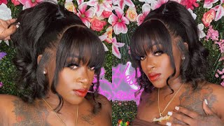 360 Yaki Wig Install| Fringe Bangs With A Curled Ponytail | Rpghair