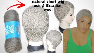Diy Natural Low Cut Wig Using  Brazilian Wool