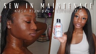 Sew In Maintenance Routine: How I Wash, Blow Dry, Straighten My Hair, And Blend My Leave Out