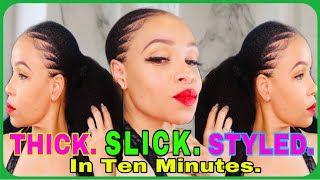 Low & #Sleek Ponytail On Thick #Natural 4C  Hair | #Ten Minute Tuesdays |  #Sunkissed Nic