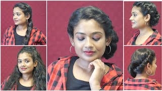 6 Easy And Cute Hairstyles For Curly Hair|Hair Styles For Modern Dress|Disha Malayali Youtuber