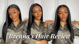Detailed Natural Color Wig Install From Start To Finish | Straight Frontal Wig | Brennas Hair