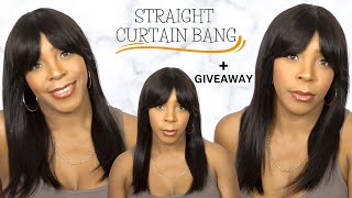 Shake N Go Girlfriend 100% Virgin Human Hair Wig - Straight Curtain Bang +Giveaway --/Wigtypes.Com