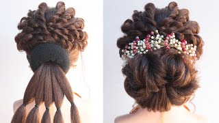Trendy Messy Bun Hairstyle For Lehenga | Bridal Juda Hairstyle