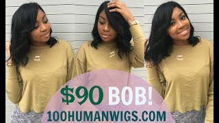 Cheap Bob Wig! Install + Styling | 100Humanwigs.Com