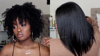Kinky Curly To Straight Hair Tutorial- (Humidity Resistant) | Shanny Stephens