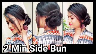 Bun Hairstyle For Saree Or Ethnic Dresses// Indian Hairstyles For Medium To Long Hair