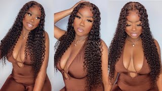 Curly Chocolate  5X5 Closure Wig Install Ft Megalook Hair | The Tastemaker