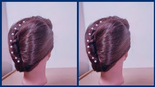 New French Bun Hairstyle For Wedding // Beautiful Wedding Hairstyle // New Hairstyle 2023 #French
