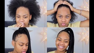 How To Sleek Ponytail On 4C Hair ! It Can Be Done ! |Ashecalee Ft. Janet Collection Brazilian Hair