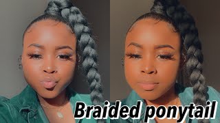 High Braided Ponytail W/ Braiding Hair On Natural Hair