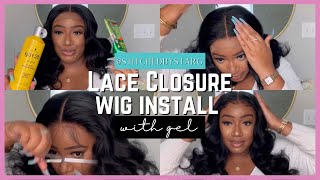 Beginner Friendly Lace 5X5 Closure Wig Install Tutorial| #Stitchedbystarg Melt Lace W/ Gel Not Glue!